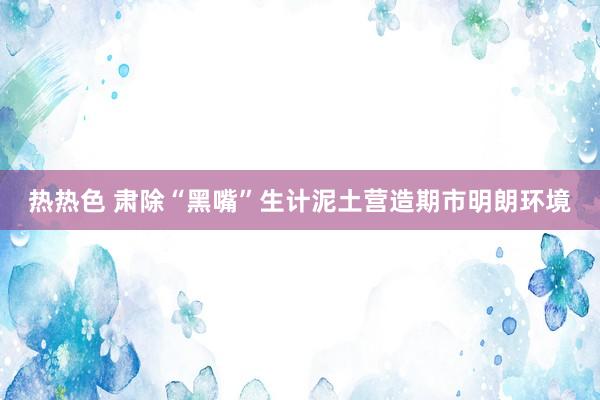 热热色 肃除“黑嘴”生计泥土营造期市明朗环境