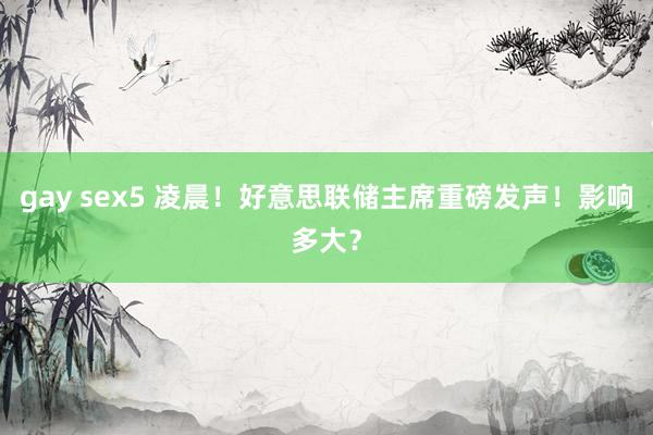 gay sex5 凌晨！好意思联储主席重磅发声！影响多大？