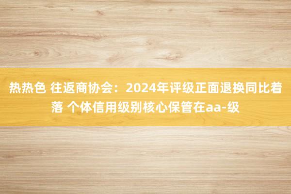 热热色 往返商协会：2024年评级正面退换同比着落 个体信用级别核心保管在aa-级